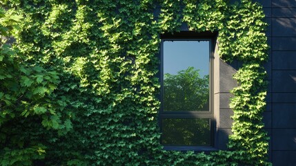 Modern ivy-covered house blending nature and architecture showcasing green living in urban environments and promoting ecological harmony.