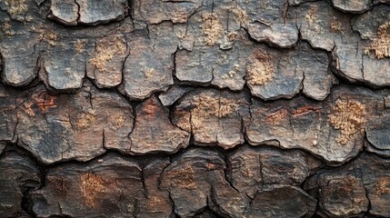 Obraz premium Textured bark pattern of aged tree trunk showcasing natural rustic design and rich earthy tones for background or decorative use