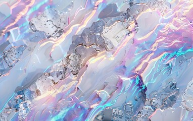 Glass morphism liquid marbling texture. Heatmap style psychedelic surrealistic hologram. Holographic abstract synthwave marble waves design. Rainbow gradient colors. Etherial surface pattern.