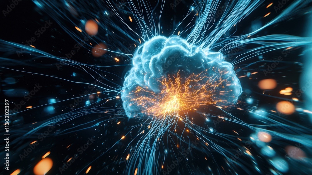 Poster a conceptual cloud connecting ai nodes processing vast amounts of files.
