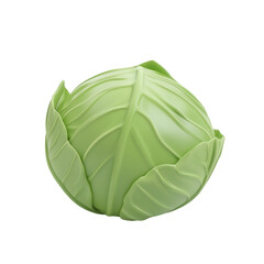 Naklejka premium A stylized 3D rendering of a green cabbage, isolated, cut out from the background The vibrant green leaves and smooth, minimalistic texture highlight a modern and fresh design.