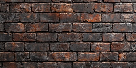 Obraz premium Textured brick wall background featuring a weathered appearance. This brick wall background showcases the unique character and charm of brick, perfect for various design projects involving brick wall