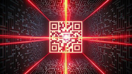 Seamless looping animation of electronic qr code scanner process with red laser, QR code, scanning, red laser, technology