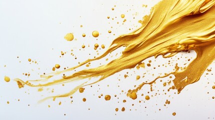 Fototapeta premium Dynamic splash of gold paint art studio abstract art bright environment close-up view creativity in motion