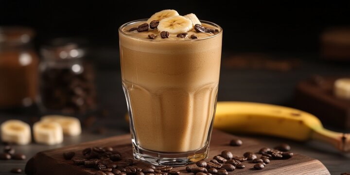 Delicious coffee banana smoothie served in a glass, highlighting the rich flavors of coffee and banana. Enjoy a refreshing coffee banana smoothie perfect for any occasion.