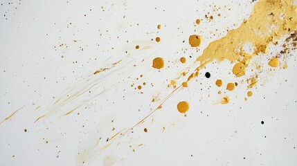 Dynamic golden paint splatter artistic studio abstract art creative space close-up energy and expression