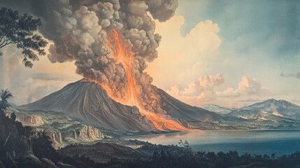 Eruption of Mount Tambora, 1815: A Volcanic Landscape Painting
