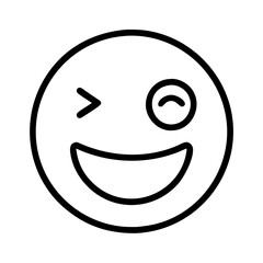 Obraz premium cheeky wink icon, fools day line art, april fools icon - simple black line art icon of cheeky wink, for april fools celebrations fools day vector art 