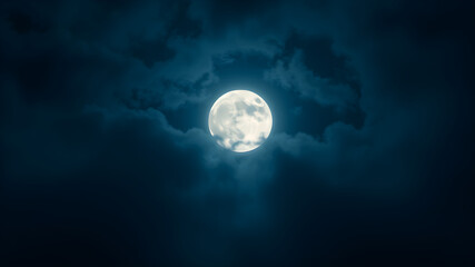 Serene Moonlight Peering Through Clouds