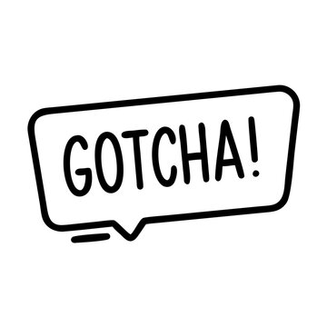  gotcha text icon, fools day line art, april fools icon - simple black line art icon of gotcha text, for april fools celebrations fools day vector art 