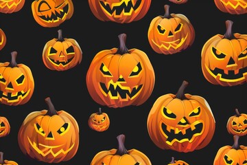 Halloween Pumpkins Seamless Pattern