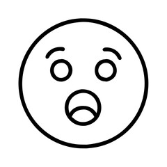 Fototapeta premium surprised emoji icon, fools day line art, april fools icon - simple black line art icon of surprised emoji, for april fools celebrations fools day vector art 