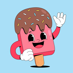 Happy ice cream cartoon mascot