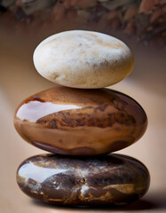 Stacked Pebbles in Mocha Mousse Color with Chocolate Swirl Aesthetic