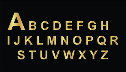 Fototapeta premium A to Z gold shiny font. vector golden alphabet. luxury metallic typographic abc. numbers and symbols. gold letters. golden text vector set on black background
