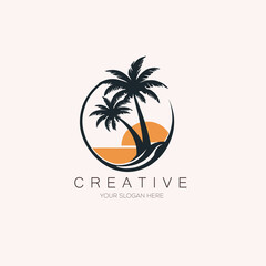 Obraz premium Coconut tree Vector logo design, Beach Plant Vector Logo Design