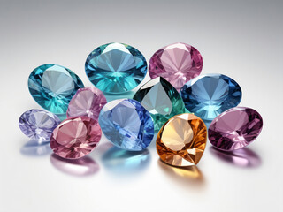 Fototapeta premium A collection of colorful gemstones displayed on a white background.