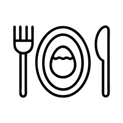 easter table setting icon, easter day line art, easter day icon - simple black line art icon of easter table setting, for easter day celebrations. easter day vector art.