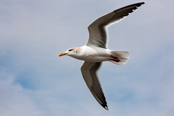 Obraz premium Majestic Seagull Gliding Powerfully Through the Sky