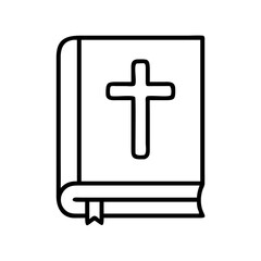 Fototapeta premium holy bible icon, easter day line art, easter day icon - simple black line art icon of holy bible, for easter day celebrations. easter day vector art.