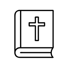 Fototapeta premium holy bible icon, easter day line art, easter day icon - simple black line art icon of holy bible, for easter day celebrations. easter day vector art.