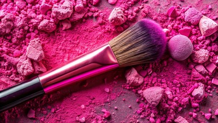Aerial View Crushed Pink Eyeshadow Makeup Brush Beauty Cosmetics Powder Texture Photo