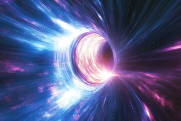 Obraz premium Glowing cosmic tunnel, vibrant hues, swirling energy.