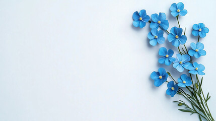 beautiful arrangement of blue flowers on white background, perfect for springtime themes