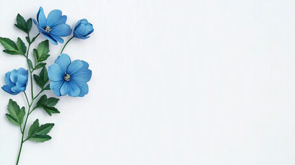 Blue flower arrangement on white background, perfect for springtime themes