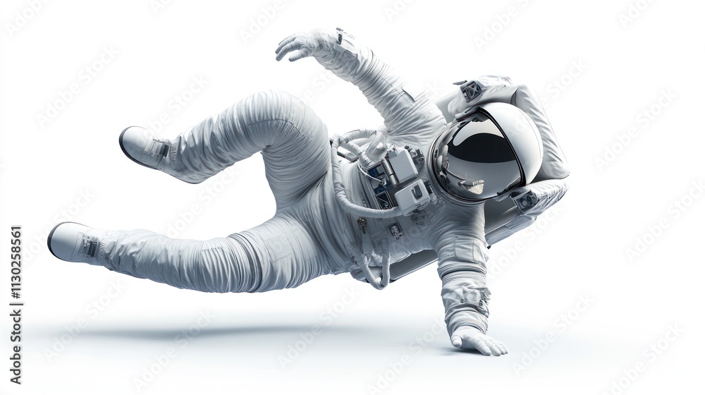 Aufkleber An astronaut in a white suit appears to be floating or falling in a minimalist space.