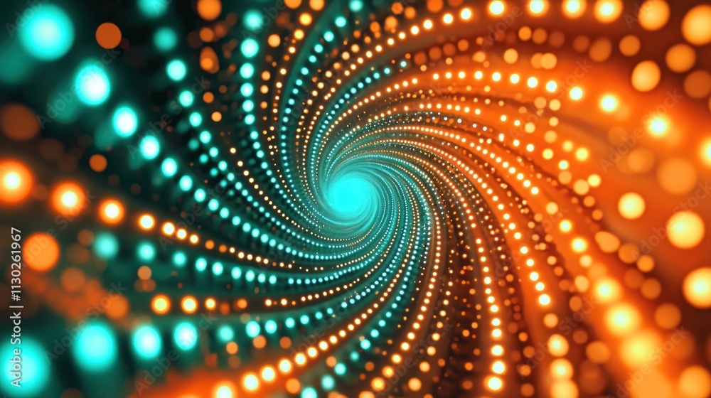 Aufkleber A swirling vortex of glowing dots in blue and orange, creating a dynamic visual effect.