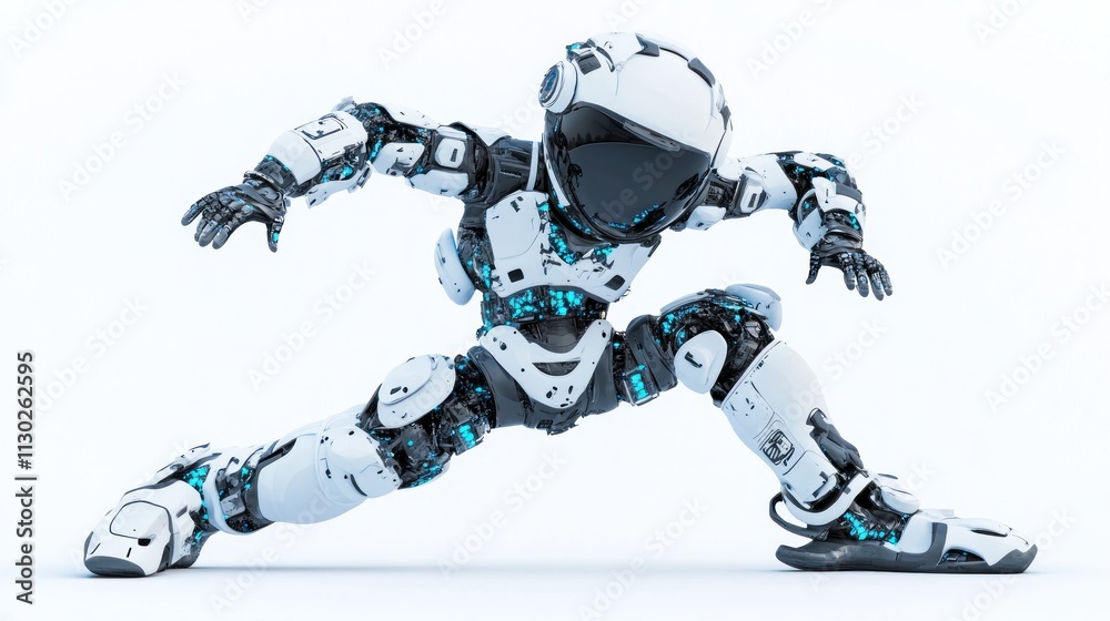 Fototapete A futuristic robot in a dynamic pose, showcasing advanced technology and design.