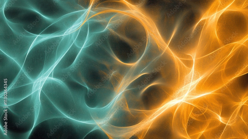 Aufkleber abstract swirling patterns in teal and orange, evoking energy and movement.