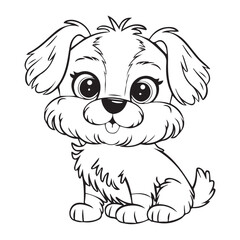 Obraz premium Dog Coloring Page, Dog Character For Coloring Book