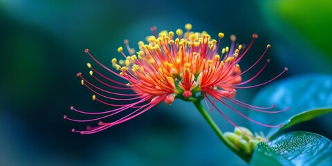 Close up view of a vibrant redbird flower plant, showcasing the intricate details and stunning colors of the redbird flower, perfect for emphasizing the beauty of the redbird flower in nature.