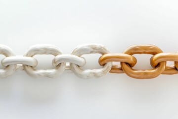 Obraz premium Two-toned chain links, joined, contrasting colors.