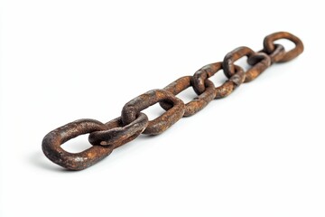 Obraz premium Rusty metal chain isolated on white background.