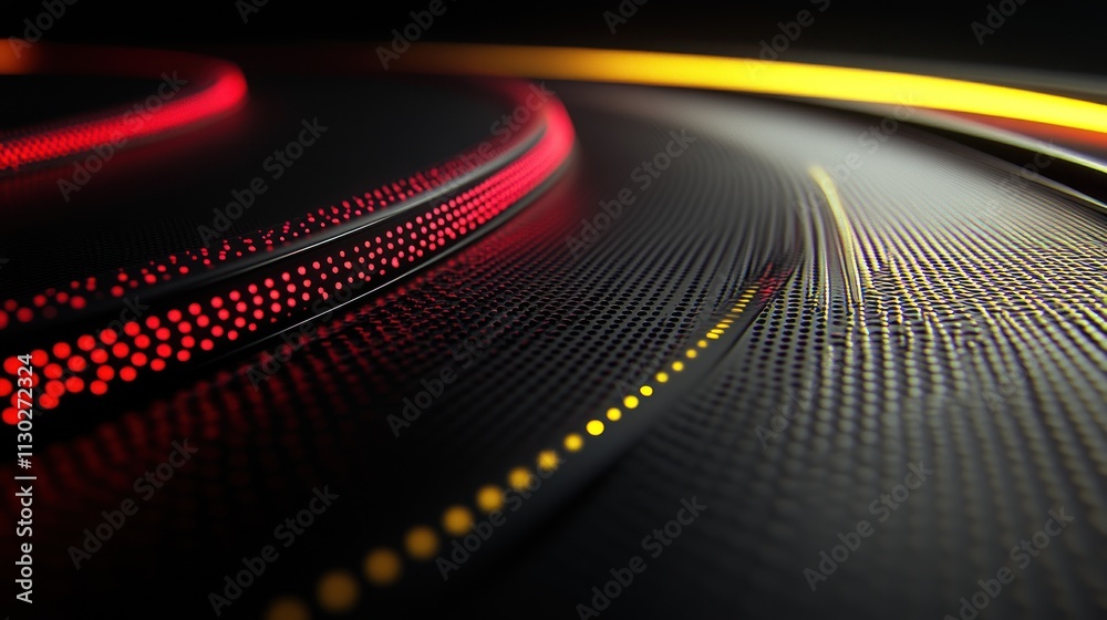 Poster Abstract image of glowing lines in red and yellow, creating a dynamic visual effect.