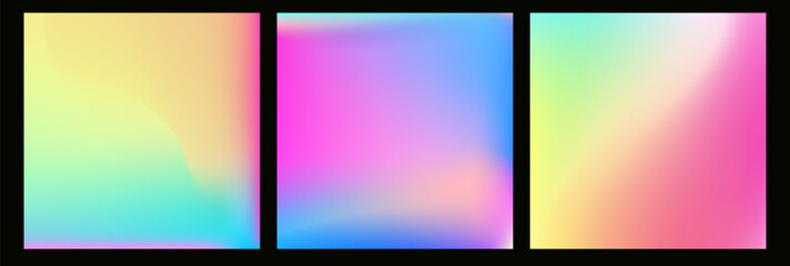 Fototapeta premium Vector abstract ombre glitch texture with rainbow colors. Pastel gradient background with neon accents. Modern digital art featuring soft blurry hologram effect and radiant aura.