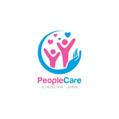Obraz premium Creative People Care Concept Logo Design Template 