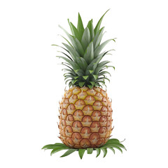 Fototapeta premium Whole pineapple with fresh green crown.