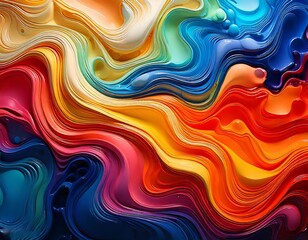 Fototapeta premium Vibrant abstract background with swirling patterns of blue, yellow, and orange hues, resembling fluid art. Perfect for creative projects and artistic designs