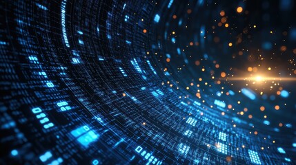 Obraz premium Futuristic Data Stream Visualization Digital Realm Abstract Art Neon Environment Dynamic Perspective Conceptual Framework for SEO Impact