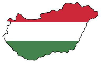 Obraz premium Border of Hungary with flag inserted