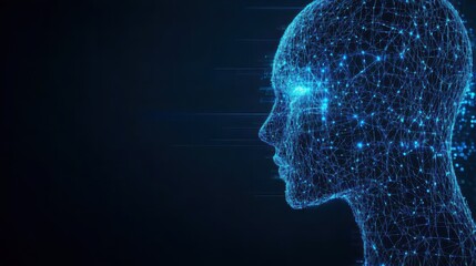 Obraz premium Illuminating Digital AI Head of Pixels Futuristic Environment Virtual Reality Concept 3D Perspective for Enhanced User Experience