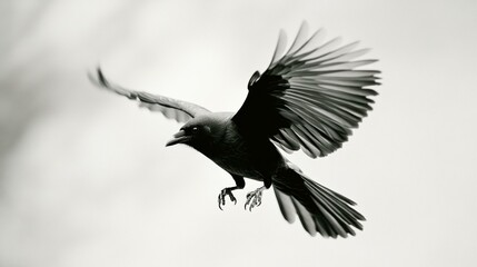 Obraz premium Black bird in flight. AI.