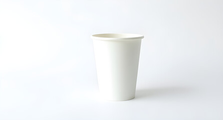 A white paper cup with white solid background