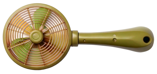 mini portable electric fan in green color isolated on white background