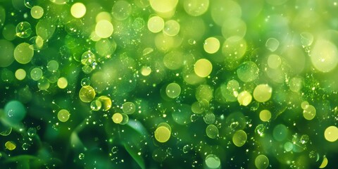 Fototapeta premium Abstract texture background featuring a vibrant green bokeh effect, creating a visually appealing atmosphere that enhances the beauty of green bokeh with a soft and dreamy ambiance.