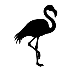 Elegant flamingo silhouette, minimalist design on white background, nature art